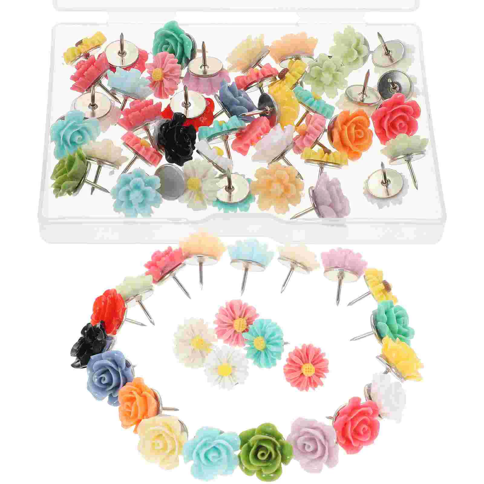 

Pin Push Tacks Thumb Decorative Flower Corksmall Drawing Thumbtack Map Board Creative Floral Bulletin Pushpin Pushpins Home