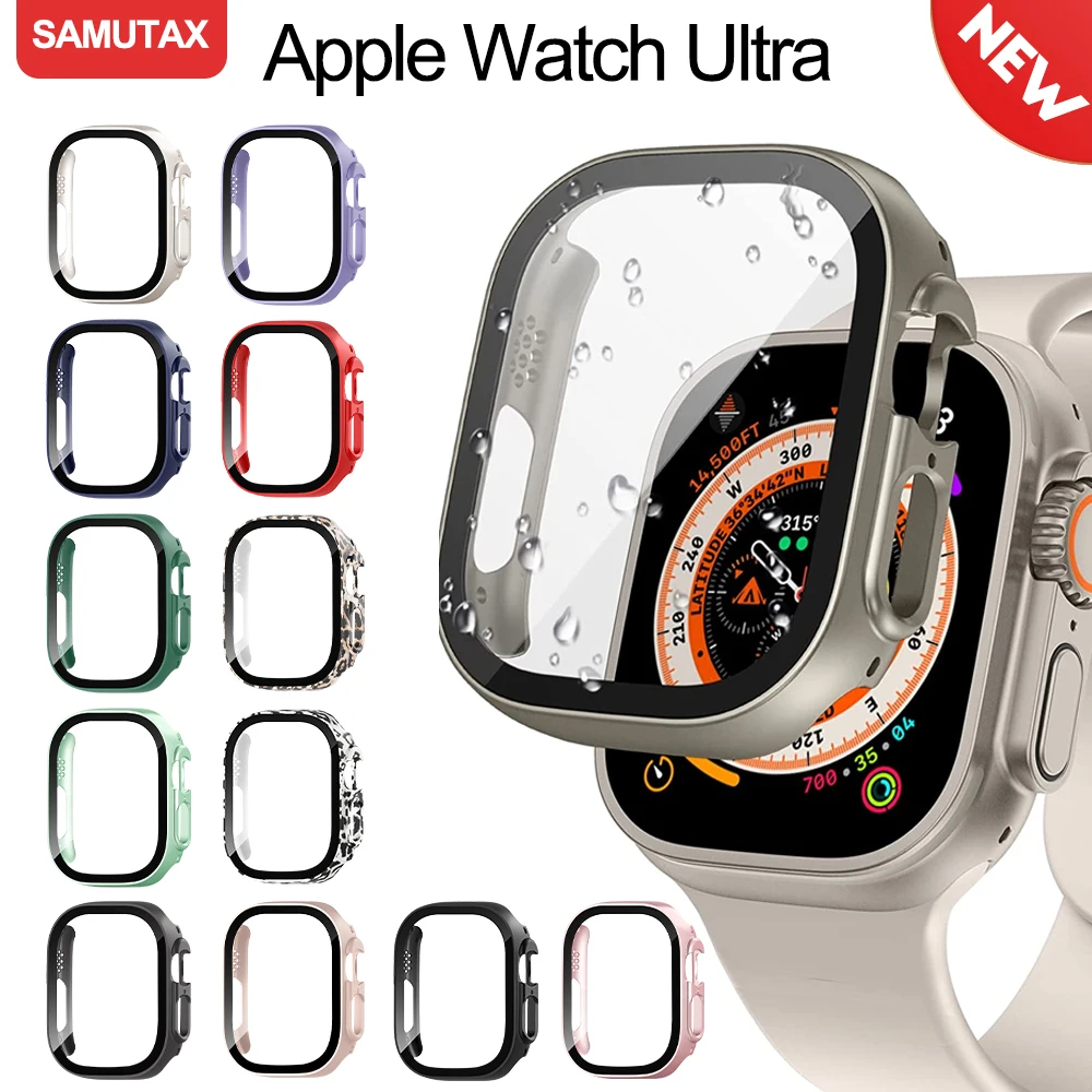 

Glass+Case for Apple Watch Ultra 49mm Waterproof PC Bumper+Screen Protector Accessories for iWatch Ultra 49mm Cover