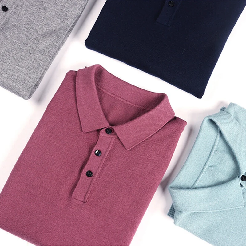 9Colors Spring Sweater Polo Shirts Men Simple Style Long Sleeve Pullovers Business Male Autumn Slim Fit Size S-3XL |
