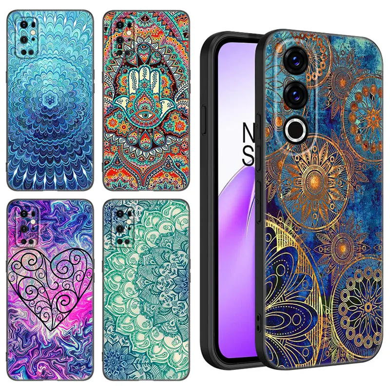 Мандала чакра Йога Черная силиконовая искусственная для OnePlus 10R 11R 12R ACE 2 3 Pro 2V 3V Nord