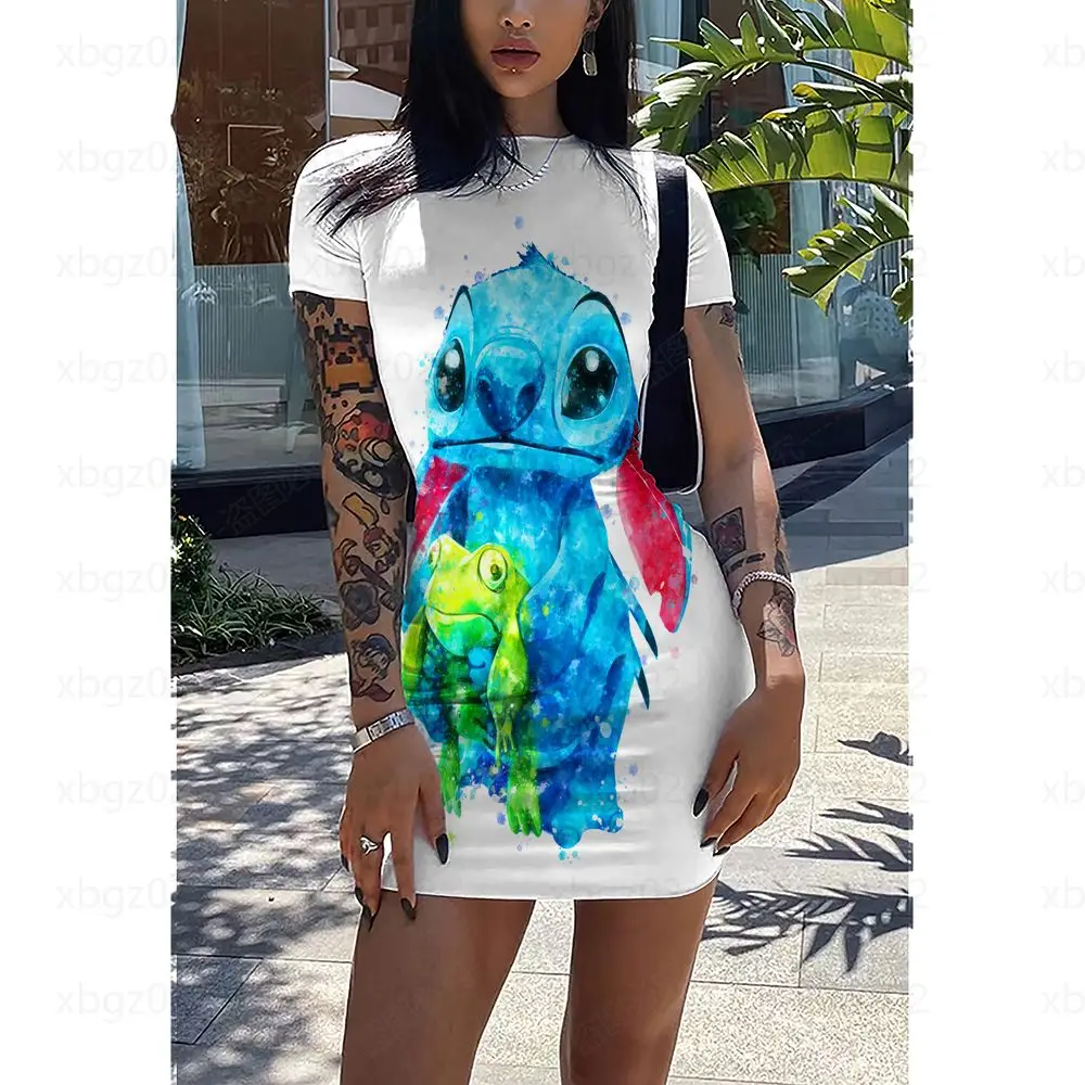 

Slim Fit Elegant Dresses for Women 2022 Party Tight Disney Cartoon Casual Sexy Women's Summer Dress Sexy Slut Outfit Stitch Top