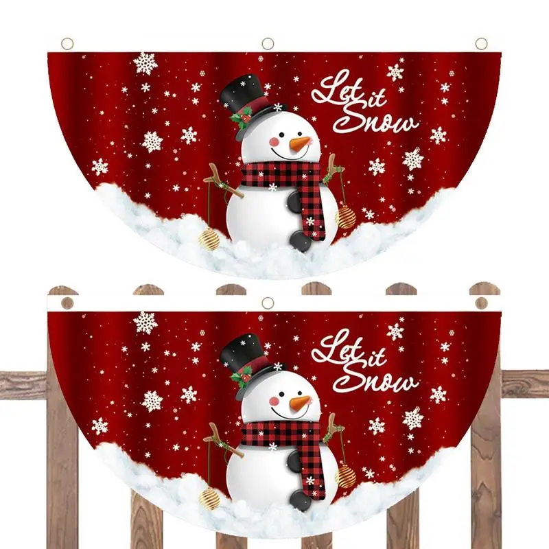 

Рождественский половина веера, флаг, баннер, 2 шт., Рождественский флаг, флаги для улицы, зимний веер, баннер для уличной вечерние, украшение