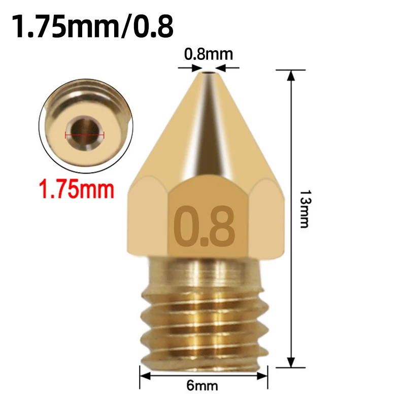 

3D Printer Parts Extruder Print Head For 1.75MM MK8 Makerbot 1PC 3D Printer Brass Copper Nozzle Mixed Sizes 0.2/0.3/0.4/0.5