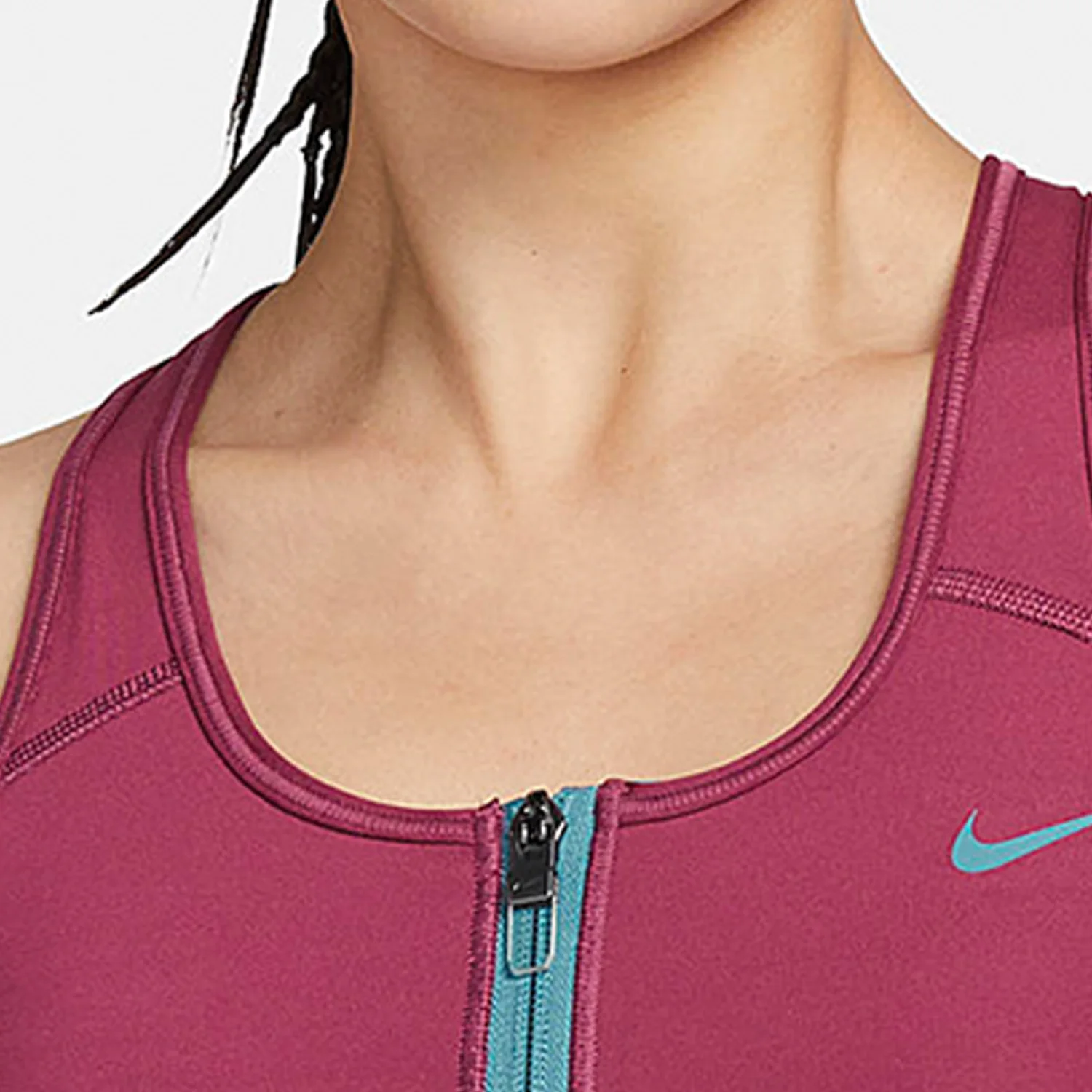 Фото Оригинальный женский спортивный бюстгальтер Nike SWOOSH с молнией для фитнеса FD4807-653 №4