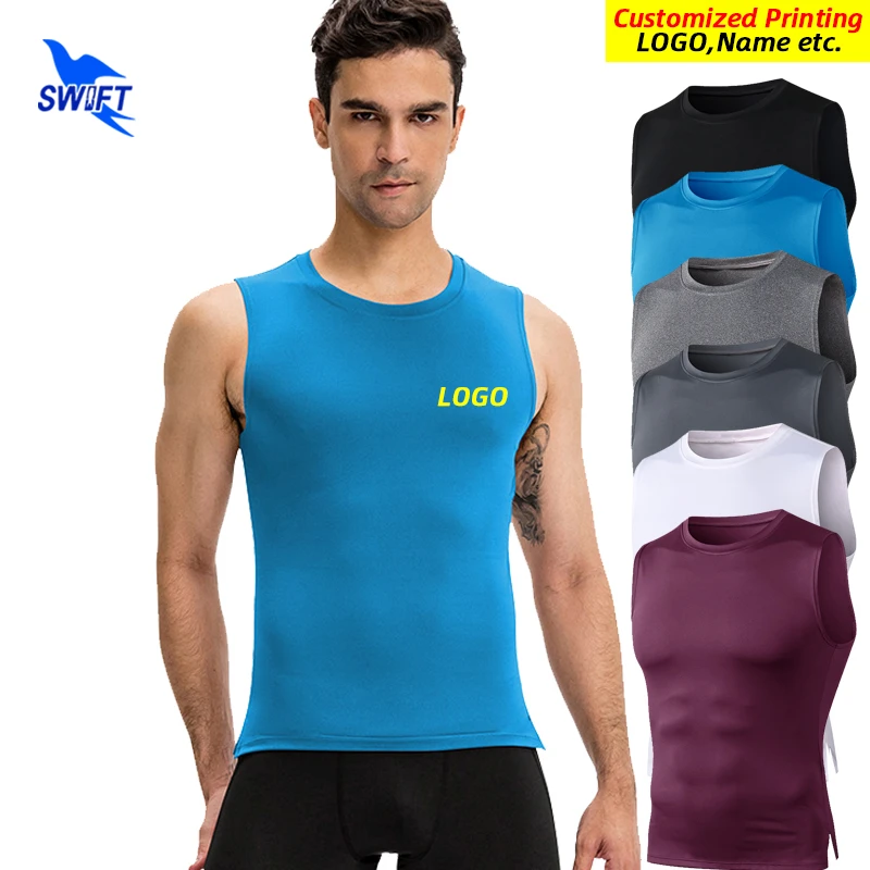 Customize LOGO Men Fitness Gym Tank Top Quick Dry Sleeveless Shirt Male Elastic Breathable Sport Running Vest Workout Undershirt