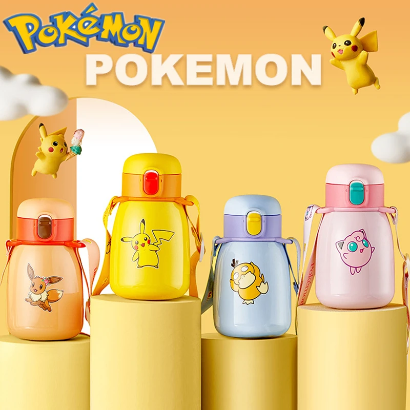 

Kawaii Pokemon Anime Thermos Cup Pikachu Psyduck Jigglypuff Cartoon Children Insulation Water Bottle Tea Milk Travel Straw Cup