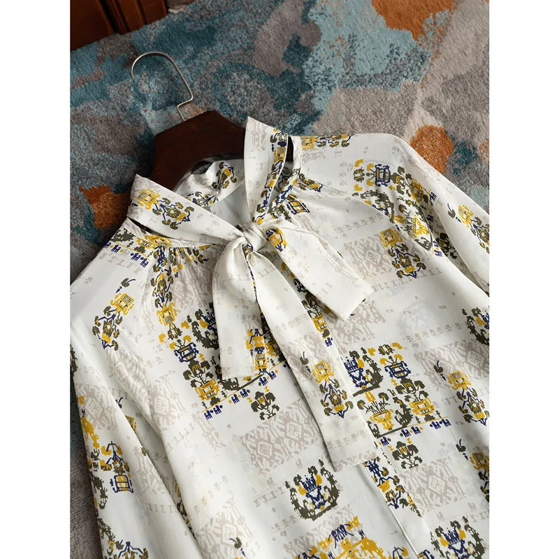 FANIECES Элегантная женская рубашка с воротником-бабочкой весна-лето шифоновая