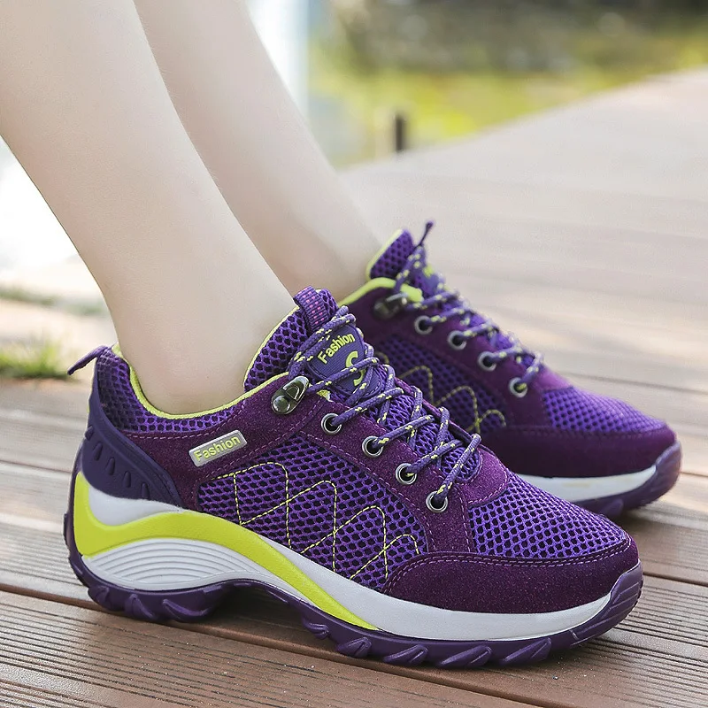 Outdoor Platform Hiking Shoes Nice Women 3-5cm Increase Casual Trekking Sneakers Ladies Non-slip Camping Climbing Walking Shoes