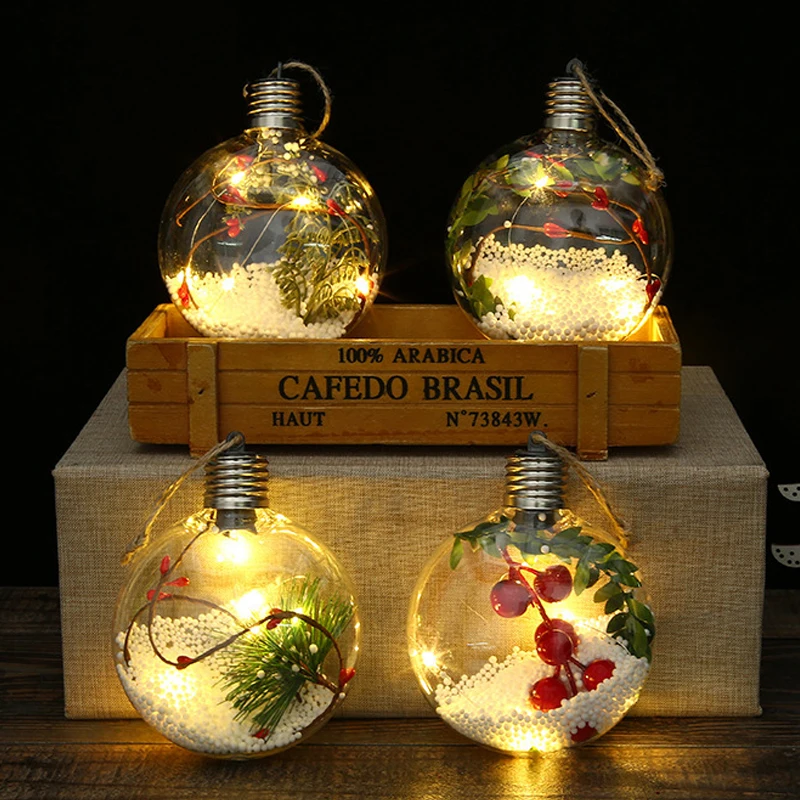 Прозрачный СВЕТОДИОДНЫЙ Рождественский шар «сделай сам», подвеска на рождественскую елку, работающая от батарейки, искусственная лампочка, украшение для дома на Новый год и Рождество