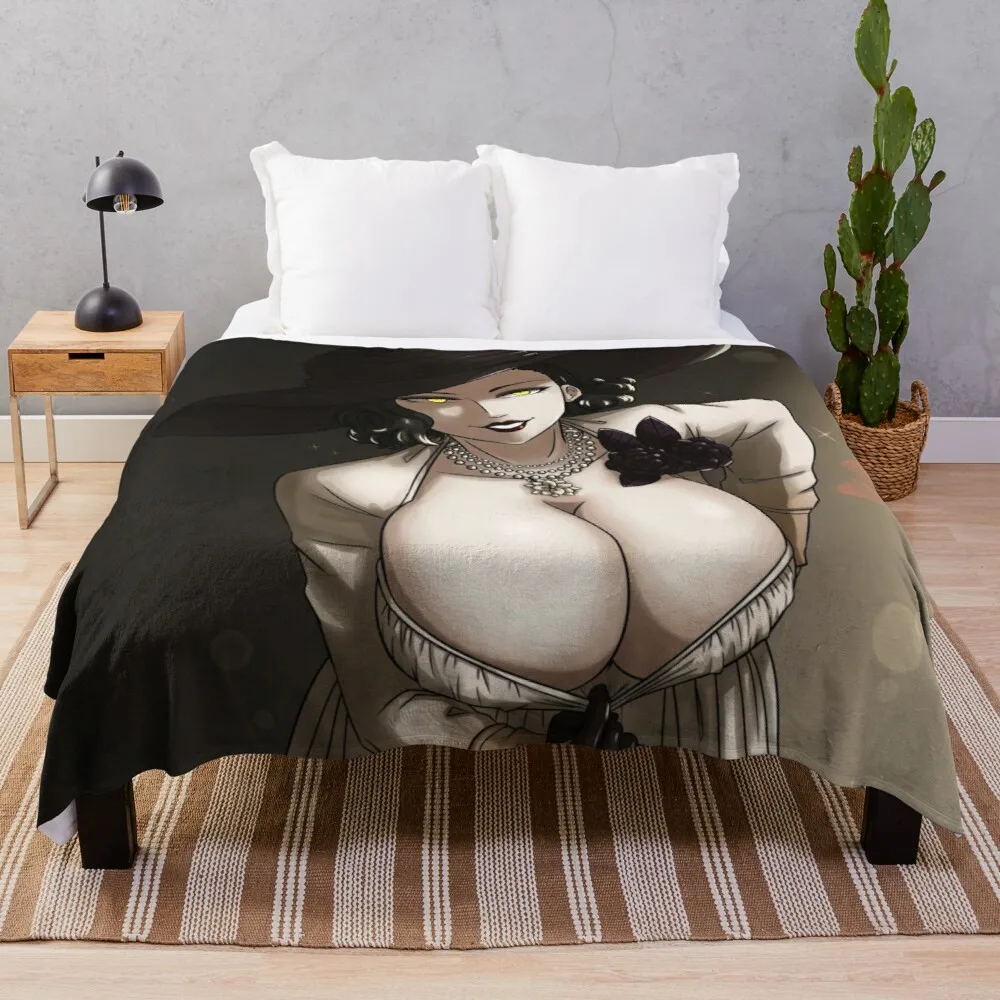 

Senhora dimitrescu lance cobertor macio plush plaid flanelas