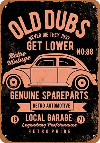 

Wall-Color 7 x 10 Metal Sign - Old Dubs Genuine Spare Parts VW (Black Background) - Vintage Look