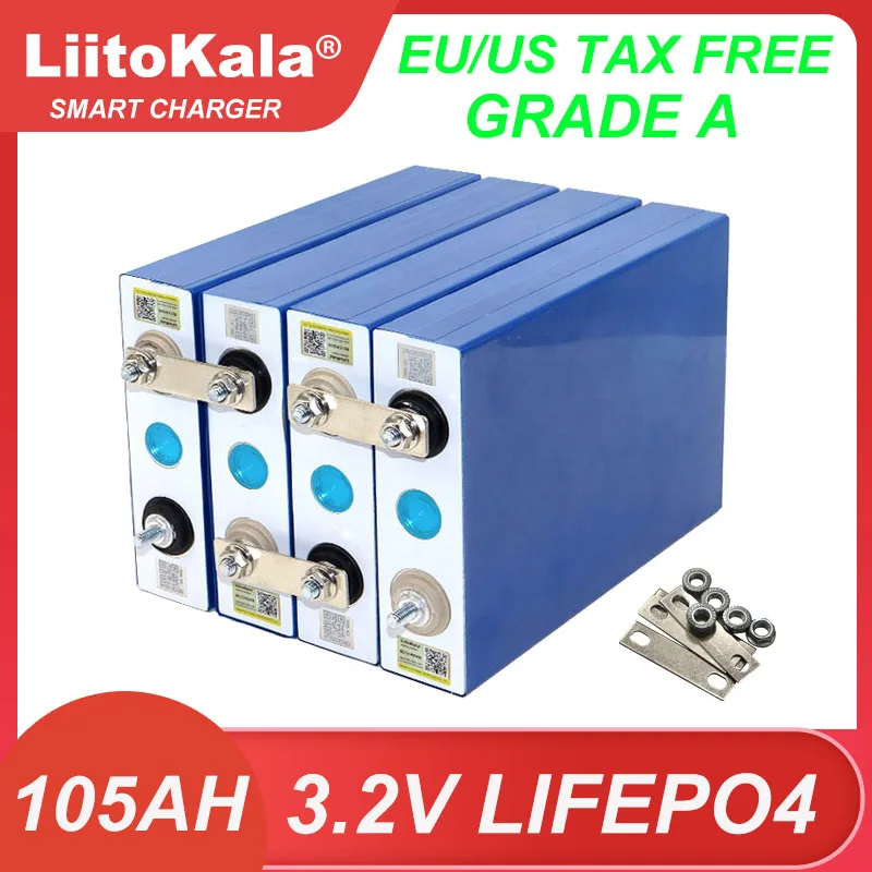 

4-8PCS 3.2V 105Ah LiFePO4 Battery Lithium iron Phospha DIY 4S 12V 24V RV Motorcycle Electric Car Travel Solar Batteries