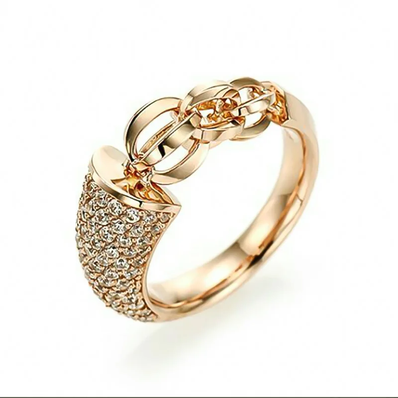 

BAOSHINA Cool Gold Silver Color Alloy Women's Ring High Quality Spinner Chain Punk Women Jewelry for Party 2020