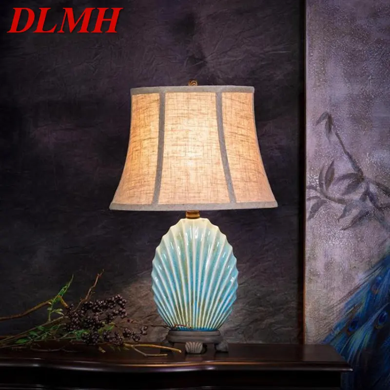 

DLMH Ceramic Table Lamp Modern Creative LED Desk Light Shell Shape for Home Living Dining Bedroom Bedside