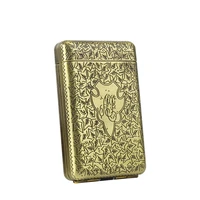 new 1pcs bronze retro hand carved metal 3 open cigarette box which can hold 14 cigarettes