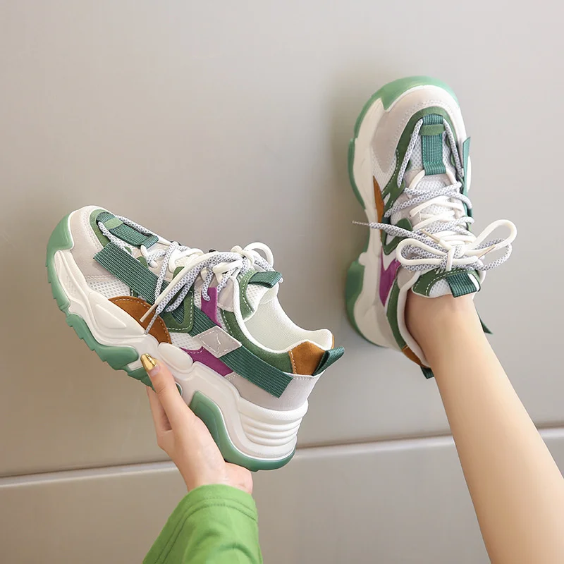 

Женские кроссовки на массивной платформе, синие спортивные кроссовки зеленого цвета, для тенниса, повседневная обувь на платформе, Осень-зима 2023