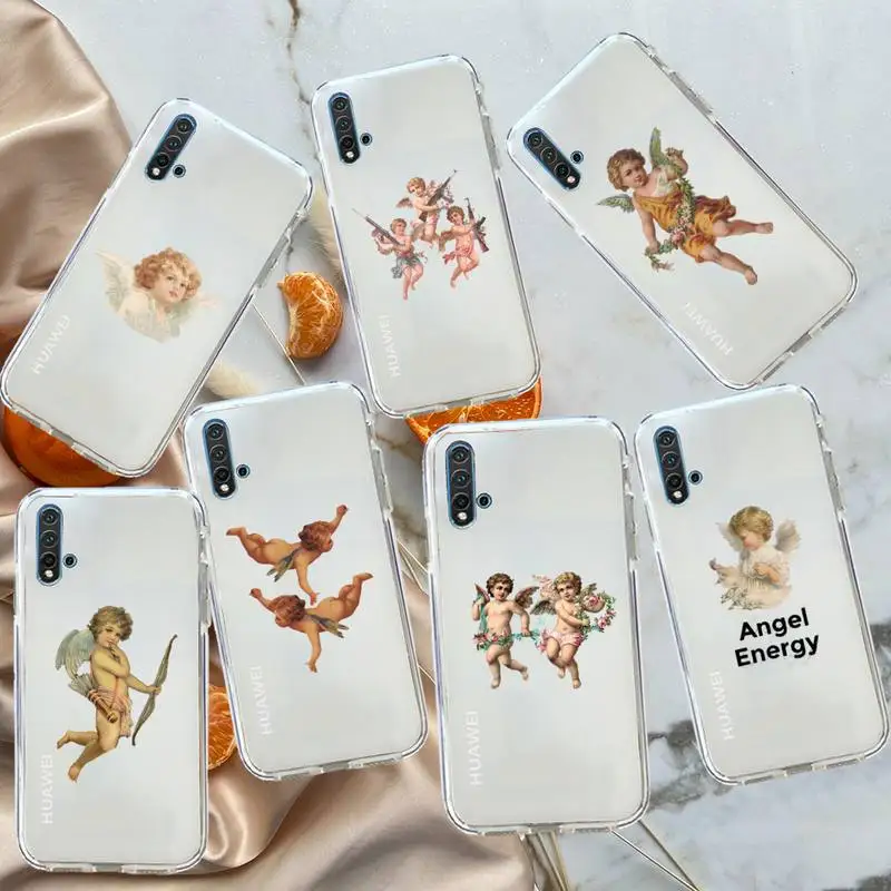 

angel art cute cartoon Phone Case Transparent for Huawei honor P mate Y 20 30 40 10 8 5 6 7 9 i x c pro lite prime smart