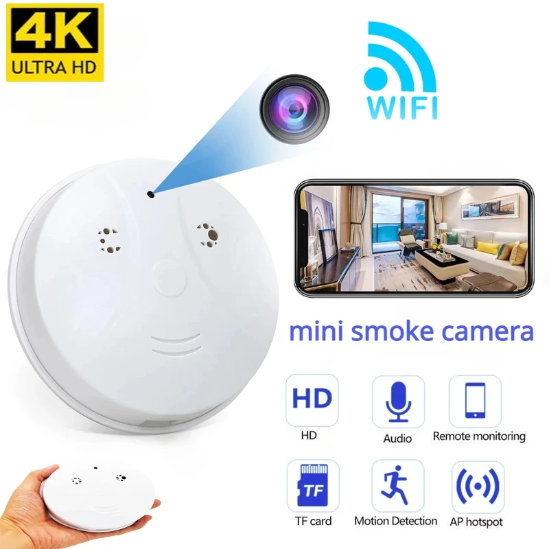 1080P Wifi Mini Smoke Camera Detector Wireless Camcorder Motion Detection Home Security Video Surveillance Remote Monitor Cam
