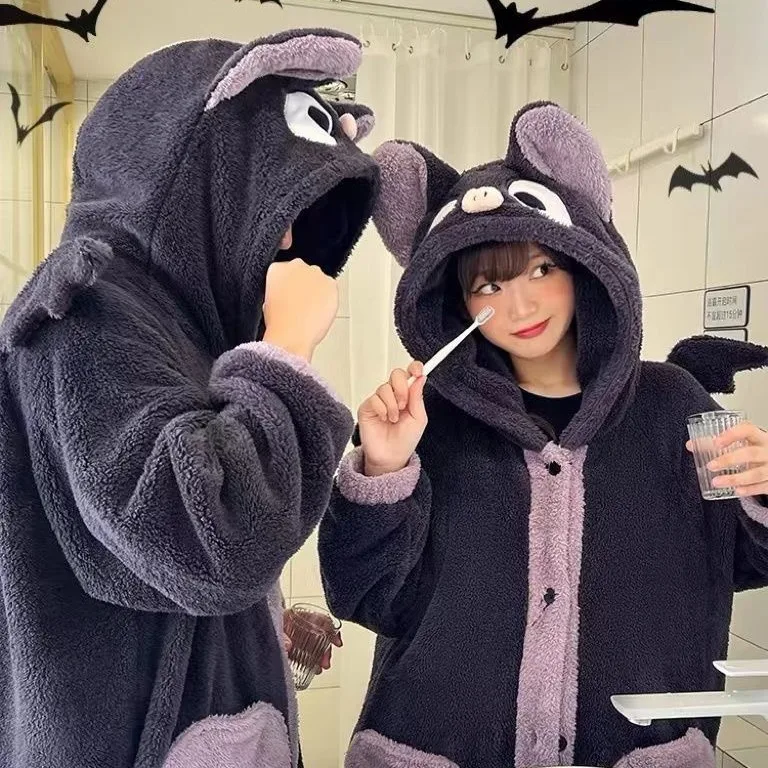 Плюшевые пижамы с рисунком летучей мыши халаты фланелевая ночная рубашка в стиле