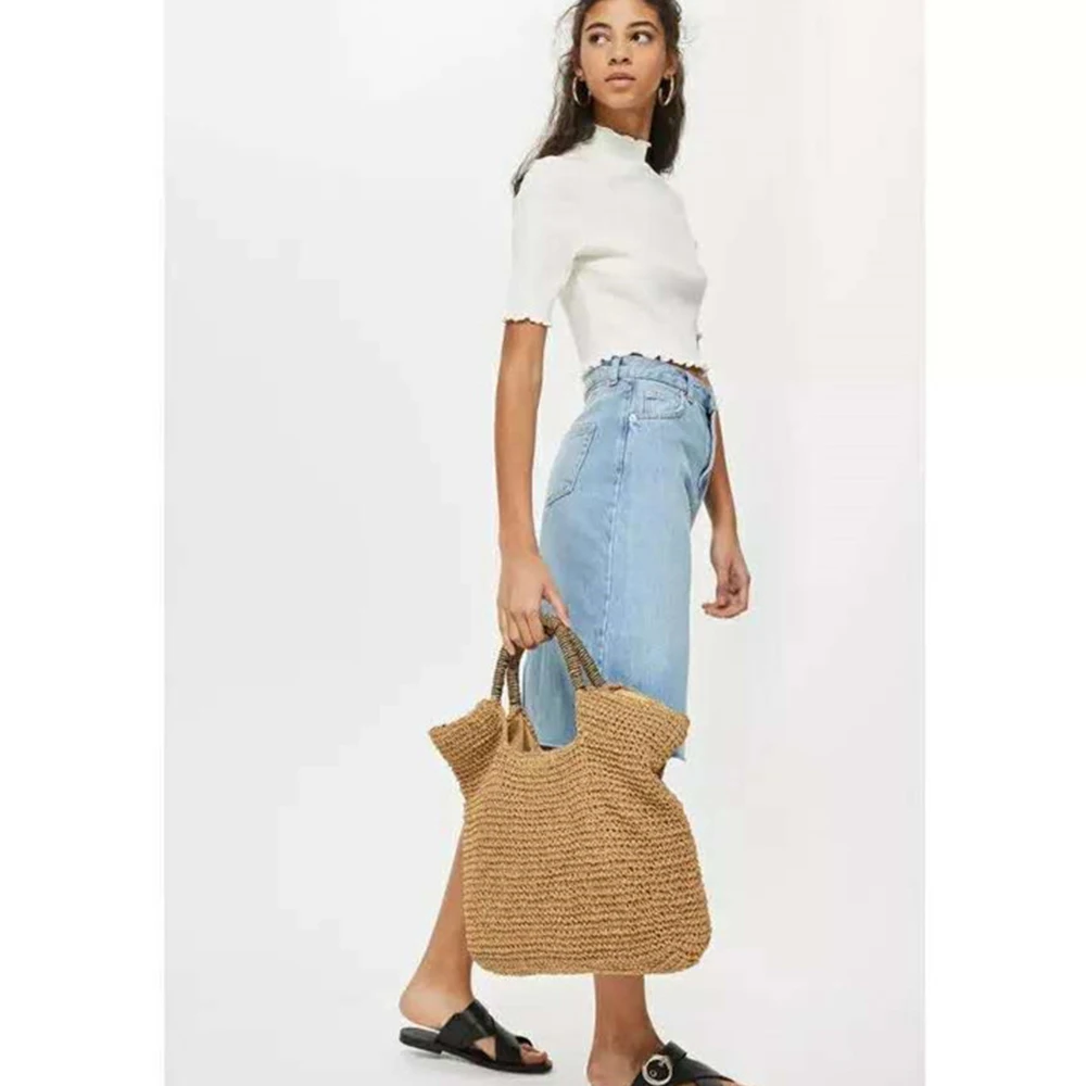 Bohemian Big Rattan Beach Bags for Women Luxury Brands Woven Straw Bag Women Designer Handbags Shoulder Bag 2022 Bali Travel Bag