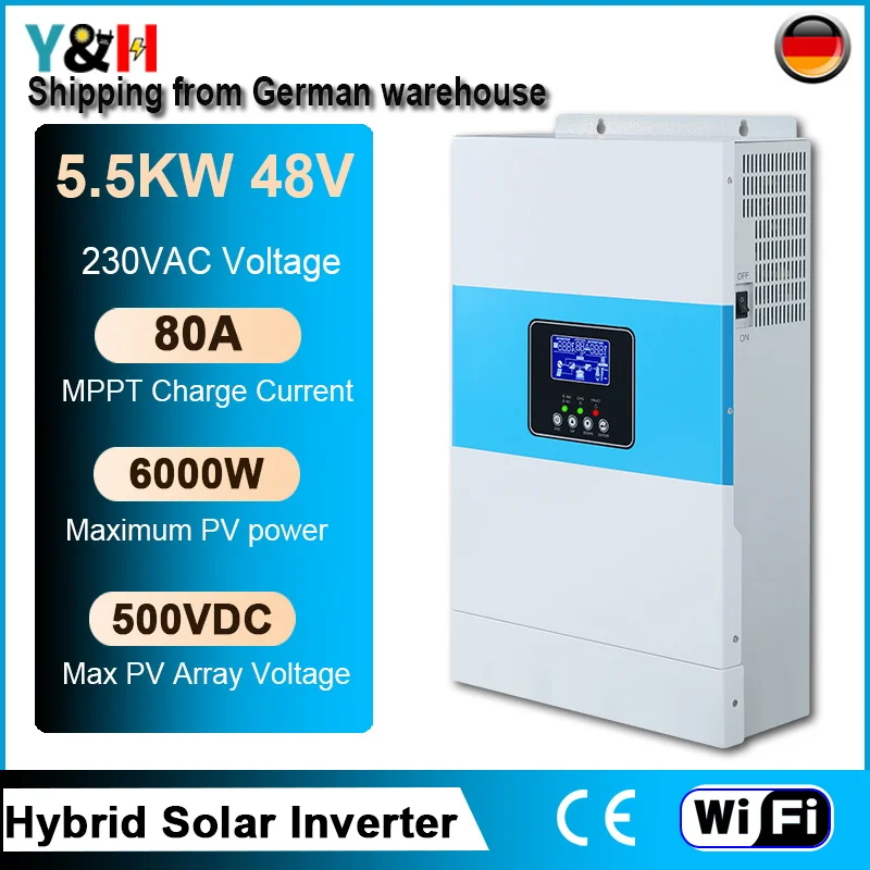 

5.5KW/3.5KW MPPT solar inverter 100A AC 220V DC 48VDC 500VDC PV input 5500W Pure Sine Wave hybrid inverter With WiFI