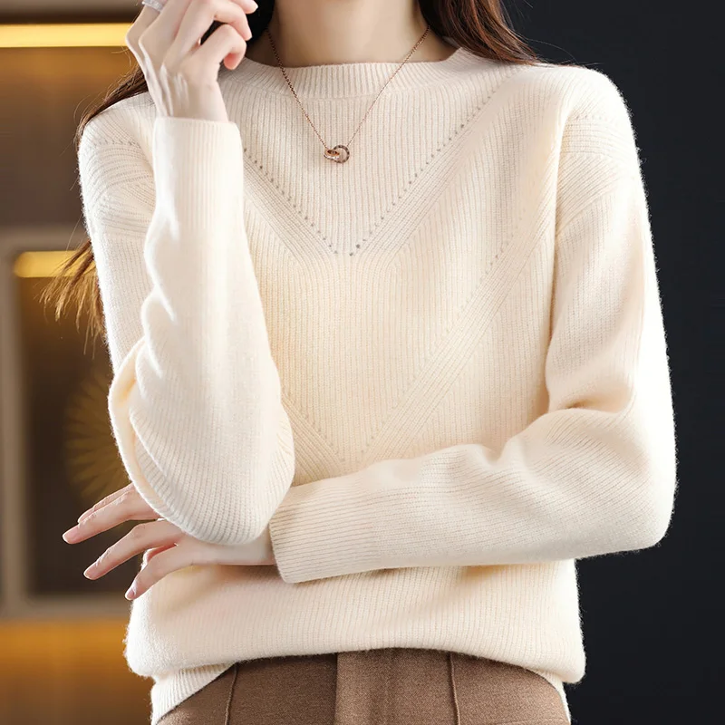 

Sparsil Women Winter Sweater O-Neck Pure Cashmere Basic Pullovers Female Slim Elegant Knitted Jumpers Autumn Solid Outwear