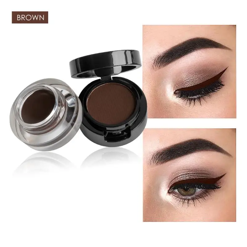 

2 Colors Double Layer Waterproof Eyebrow Cream High Pigmented Eyebrow Sweat-proof Eye Brow Gel Makeup Brown With Brow Brush