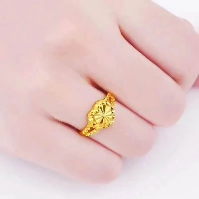 

Pure Copy Real 18k Yellow Gold 999 24k Women's Thou Color Love Adjustable Ring for Mother's Gift Never Fade Jewelry