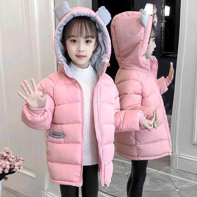 

2023 Girls Warm Jackets Autumn Winter Children Thick Warm Down Outerwear Kids Clothes 3-12 Years Girl Hooded Jacket