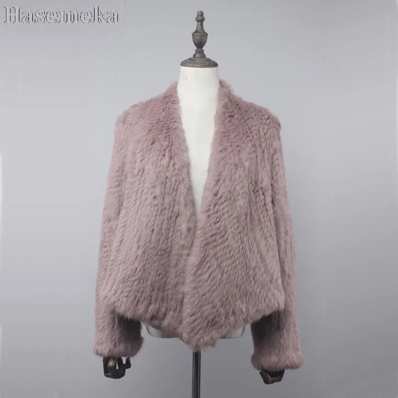 

Real Rabbit Fur Knit Cardigan Coat Jacket Natural Handmade Irregular Collar Overcoat Rabbit Fur Knitted Outerwear Vest
