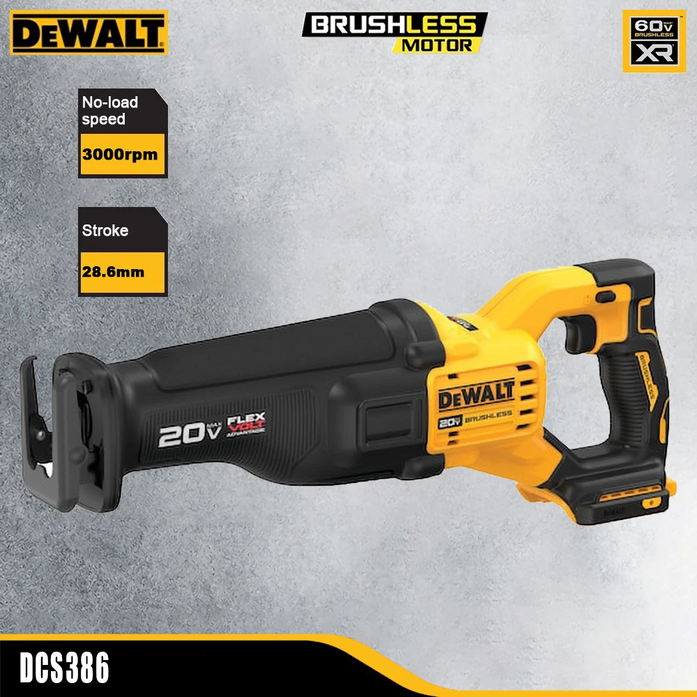 DeWALT DCS386 Wireless Reciprocating Saw Rechargeable Brushless 20v 3000rpm Stroke 28.6mm for Cutting Universal 18v&60v Battery