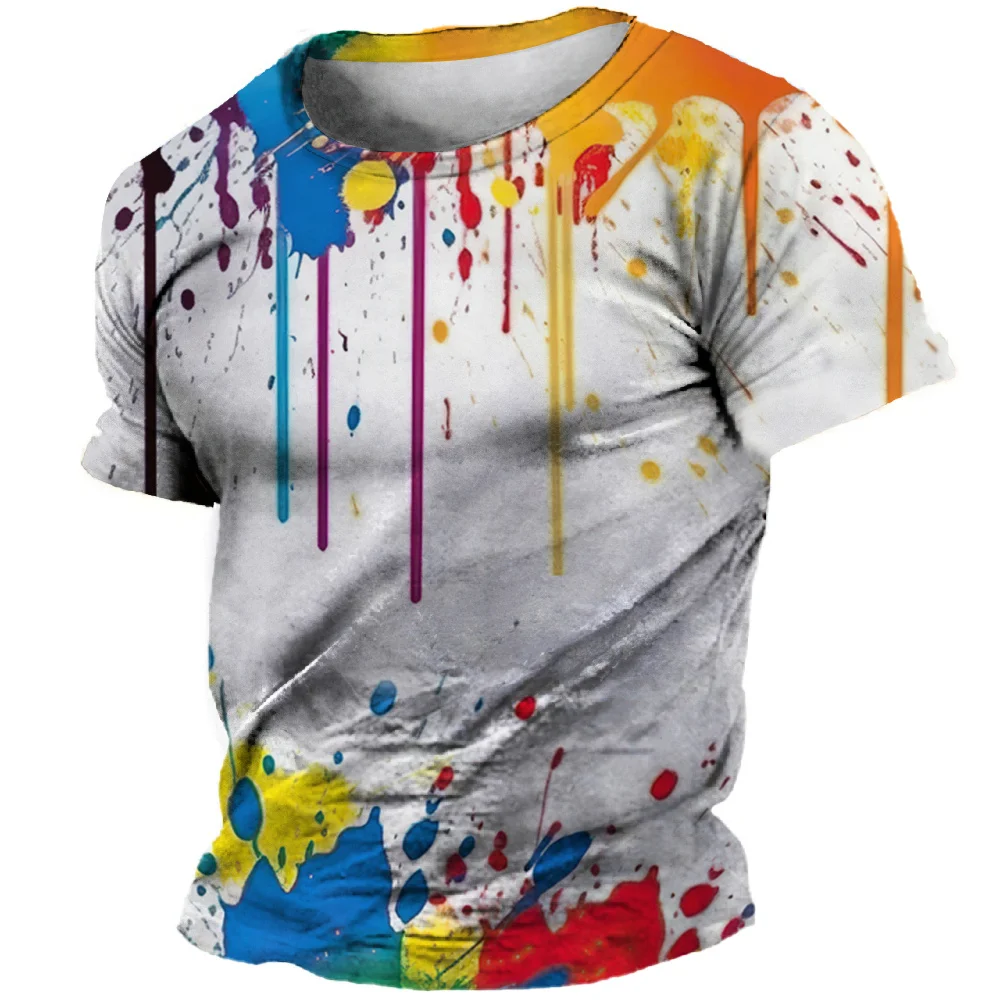 

New Men's Knitwear 3D Graffiti Print Hip Hop Harajuku Summer Fashion Round Neck Short Sleeve Casual Street Wear Knitwear Fashion