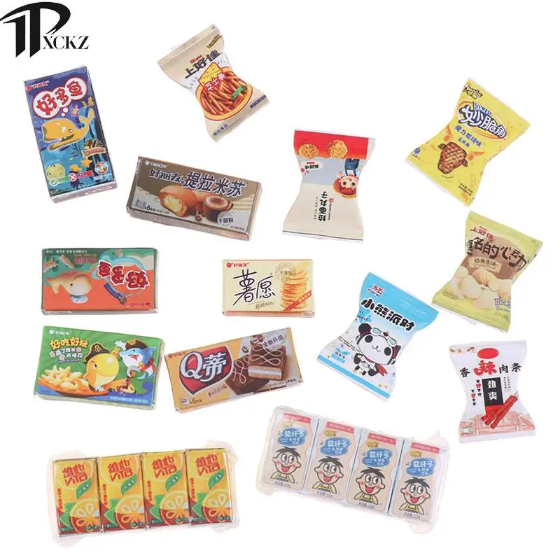 

Doll House Bag Snack Boxed Beverage Food Supermarket Mini Snack Simulation Cake Wine Beverage Doll Kitchen Accessories Toys