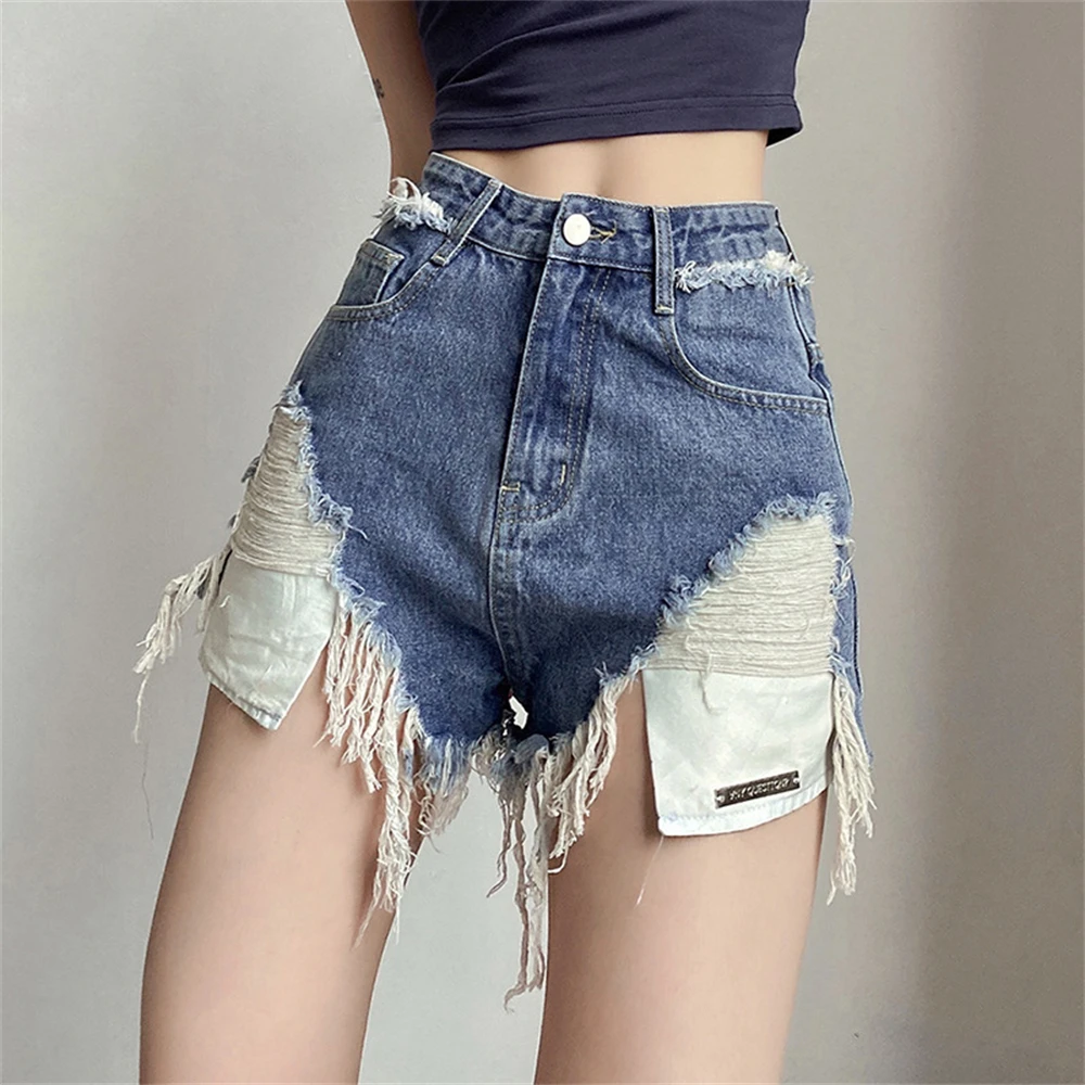 

High Waisted Short Jeans Street Denim Washed Sexy New Cargo Pants Fashion 90s Streetwear Female Clothing