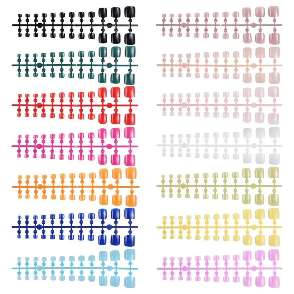 

336 Short False Toenails Artificial Fake Nail Art Tip Fashion Design Full Cover Toe False Nails Extension French Style