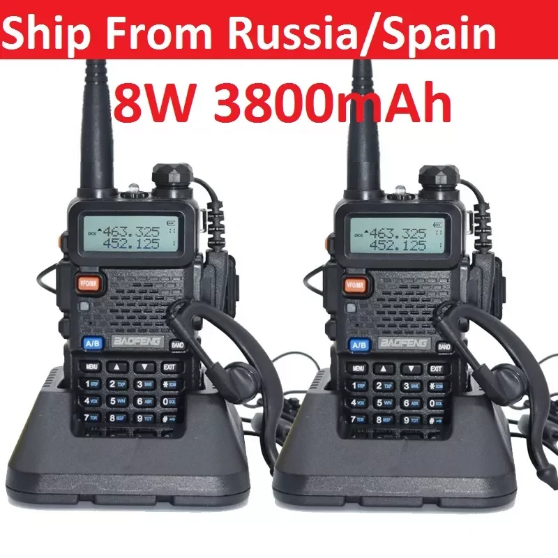 

NEW2023 2pcs Walkie Talkie uv-5r 5W/8W 1800/3800mAh battery Two Way radio CB radio communicador for ham raido uv 5r
