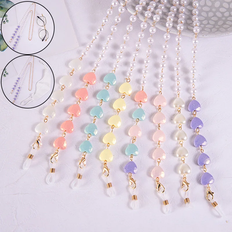 

Цепочка для очков цепочка для солнцезащитных очков цепочки с сердечками жемчужинами Женская подвесная маска