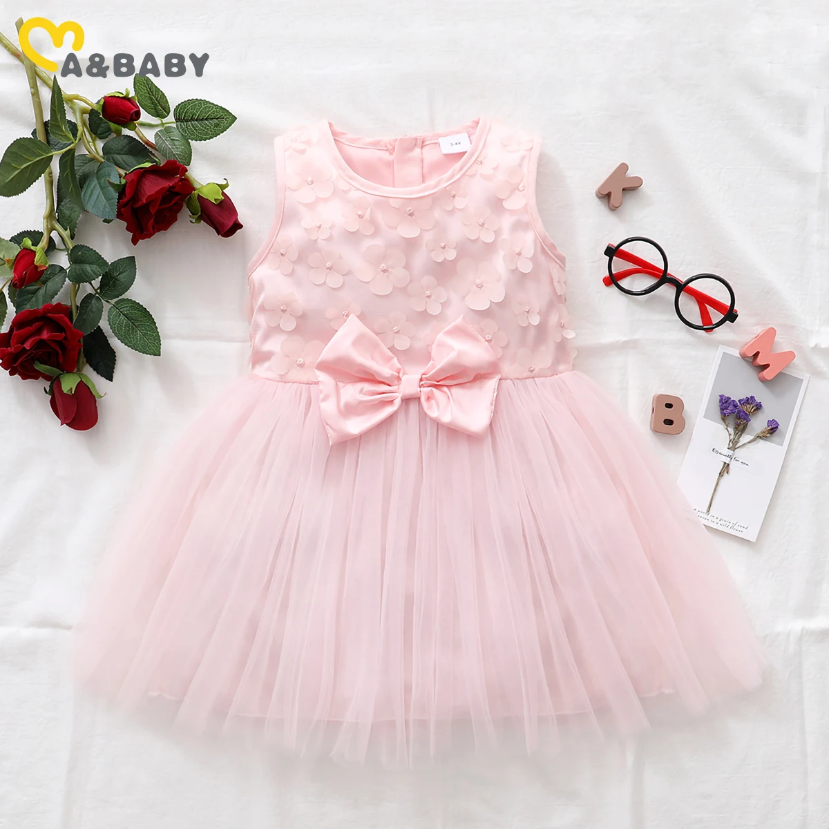 

Ma&Baby 18M-6Y Toddler Kids Girls Dress Princess Floral Tulle Tutu Party Birthday Wedding Dresses For Girl Children Costumes D01