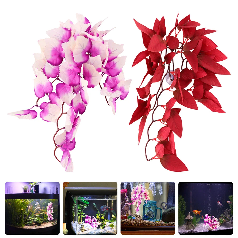 

Reptile Terrarium Fake Decor Tankaquarium Habitatdecorations Hanging Faux Accessories Seaweed Wear Simulated Resistant Vivid