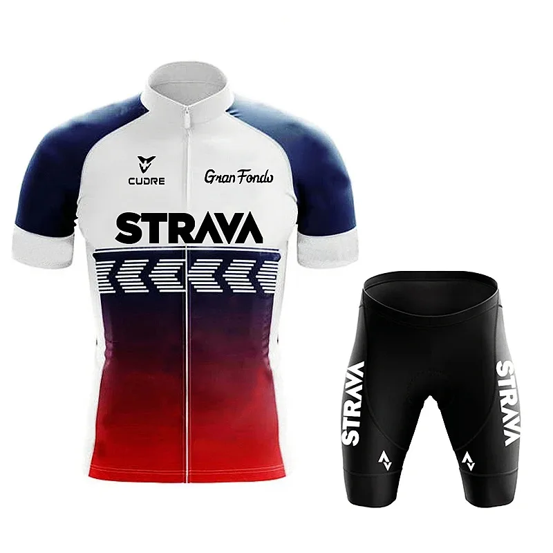 STRAVA Men's Cycling Clothing Summer Set Mountain Bike Comfort Jersey Equipment Sweat-Wicking and Quick-Drying