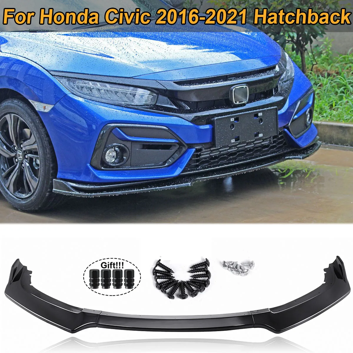 

Передний бампер для хэтчбека Honda Civic 2016, 2017, 2018, 2019, 2020, 2021, спойлер для губ, разветвители, комплект защиты корпуса, защита, автомобильные аксессуары