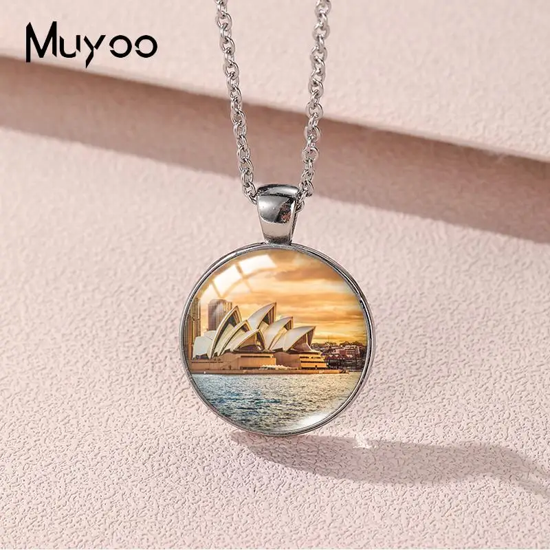 Новинка 2023, ожерелье в стиле сиднейской оперы, Знаменитые Круглые ожерелья с фотографией, кулон в виде домика Gifts