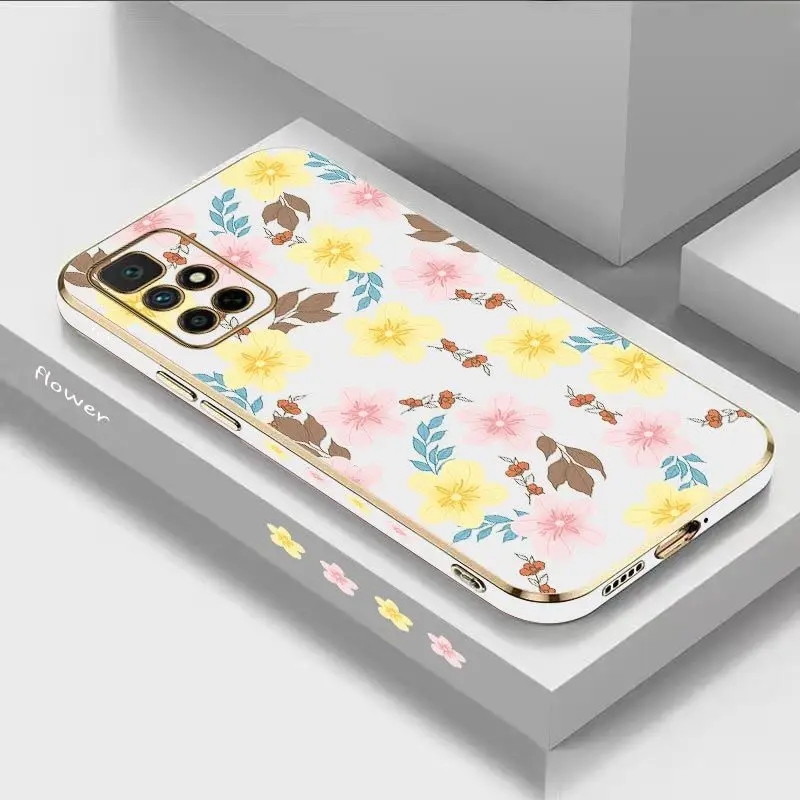 Twin Flower Luxury Plating Phone Case For Xiaomi Redmi 10 10A 12C 9 10C 9T 9A A1 9C Cover