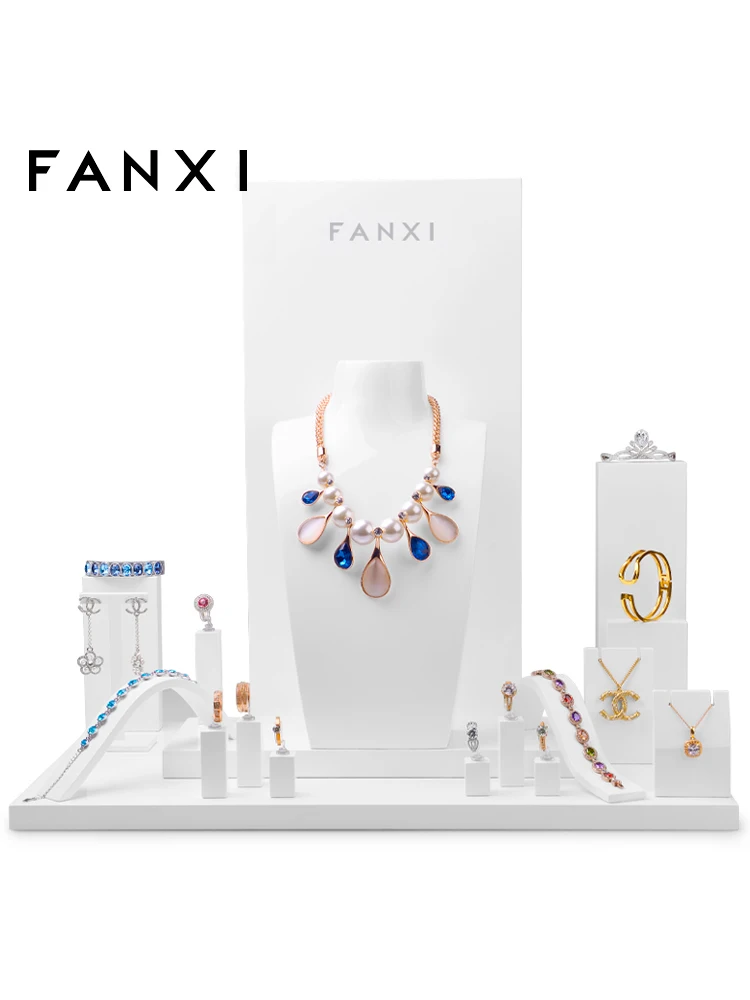 Jewelry Display Stand White Painted Ring Necklace Bracelet Window Display Ornament jewelry organizer