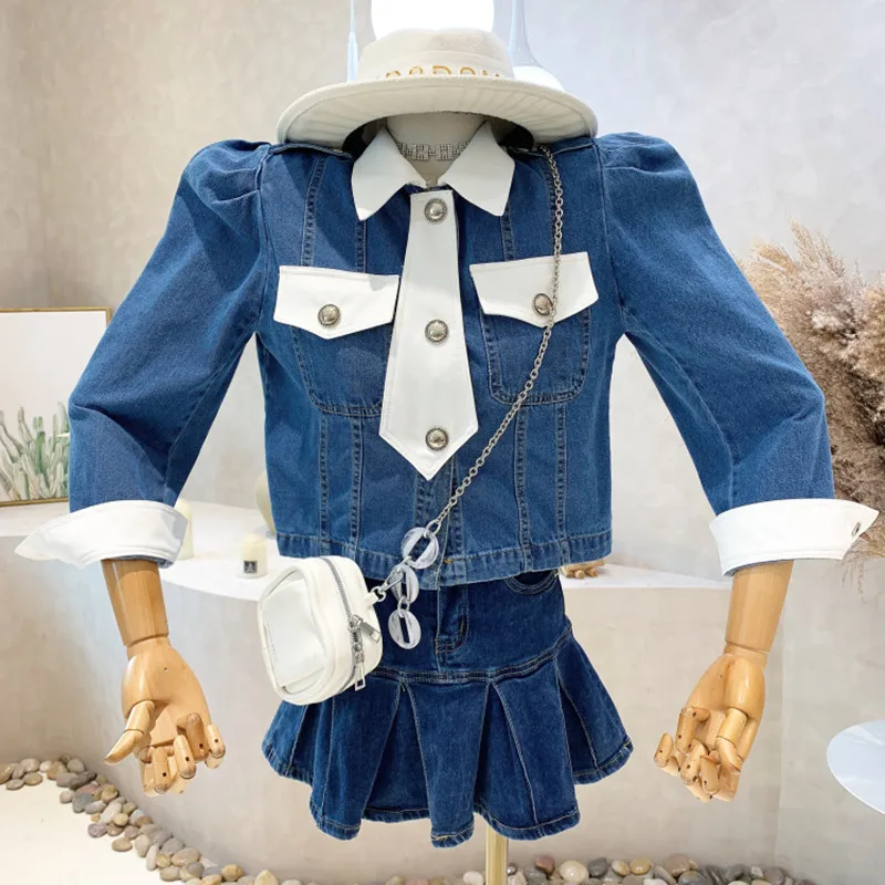 

Женская джинсовая куртка, короткая джинсовая куртка контрастных цветов с прострочкой, весна 2022