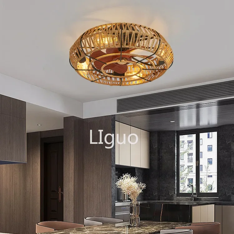 Веревочная лампа ручной работы с потолочными вентиляторами постоянный ток 85-260 в