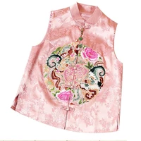 2022 embroidery qipao vintage sleeveless vest outwear coat dragon flower embroidery women tops waistcoat feminino tang suit