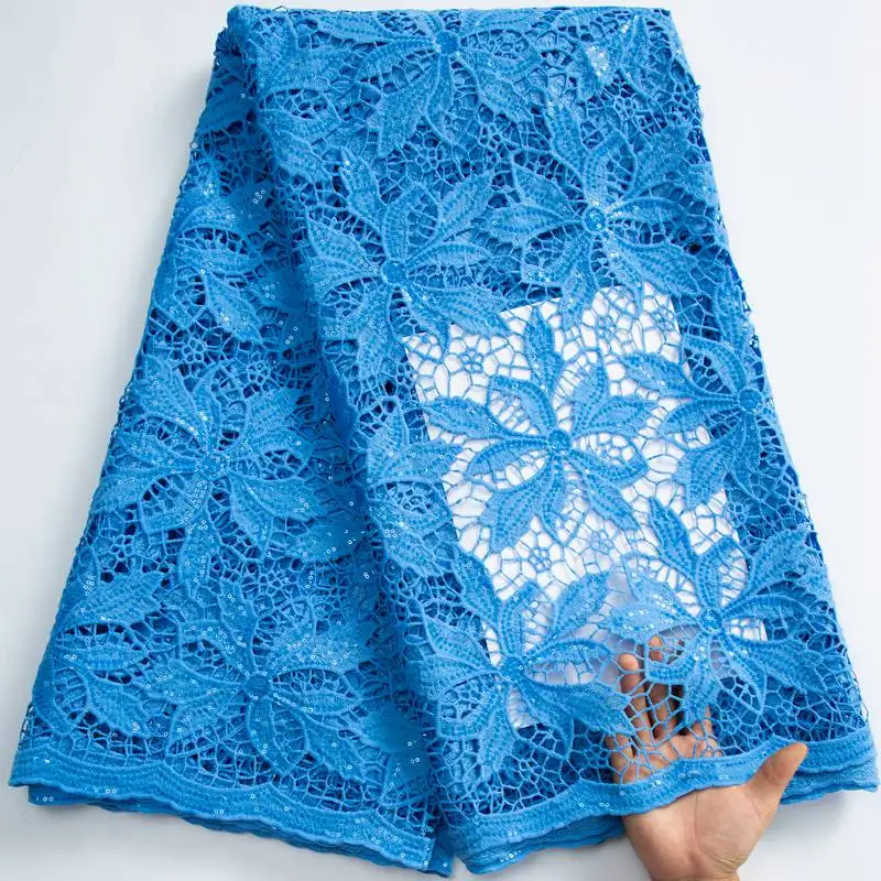 

Небесно-голубая французская вышивка, гипюр, шнур, кружевная ткань 2023, высококачественное кружево, африканская кружевная ткань для нигерийской свадебной вечеринки S3401