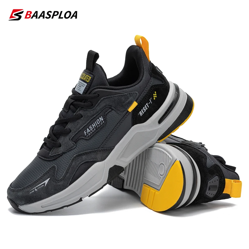 Autumn Men's Leather Running Shoes Comfortable Fashion Casual Sneaker Lightweight Water Proof Male Shoes Baasploa 2022 New