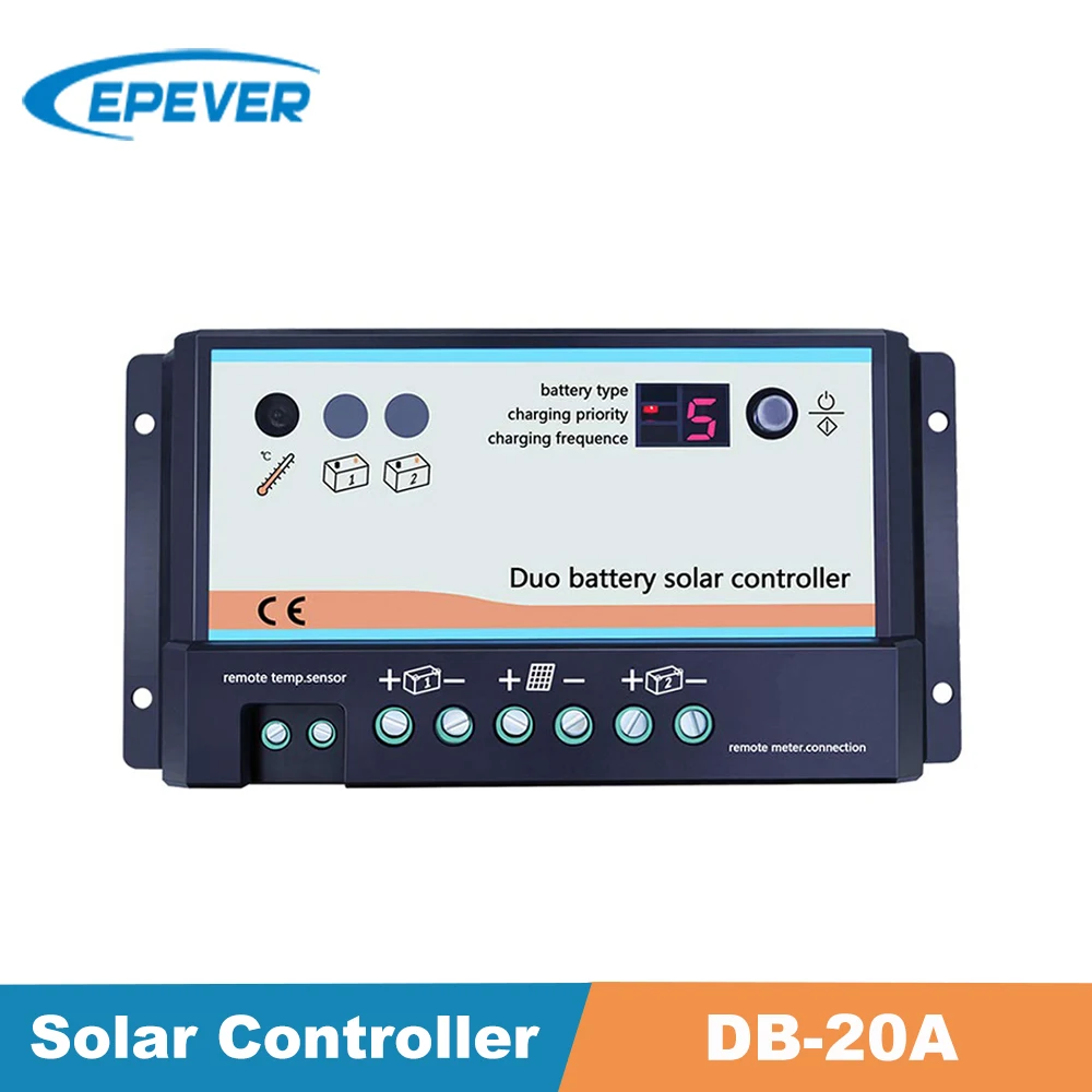 

EPever 20A Dual Battery Solar Controller 12V 24V High efficient PWM Charging Regulator for Sealed/Flooded /Gel Batteries